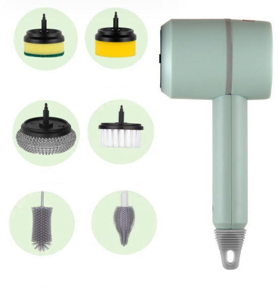 Electric Cleaning Brush – Rechargeable Multifunctional Scrubber with Scouring Pad & Sponge Heads