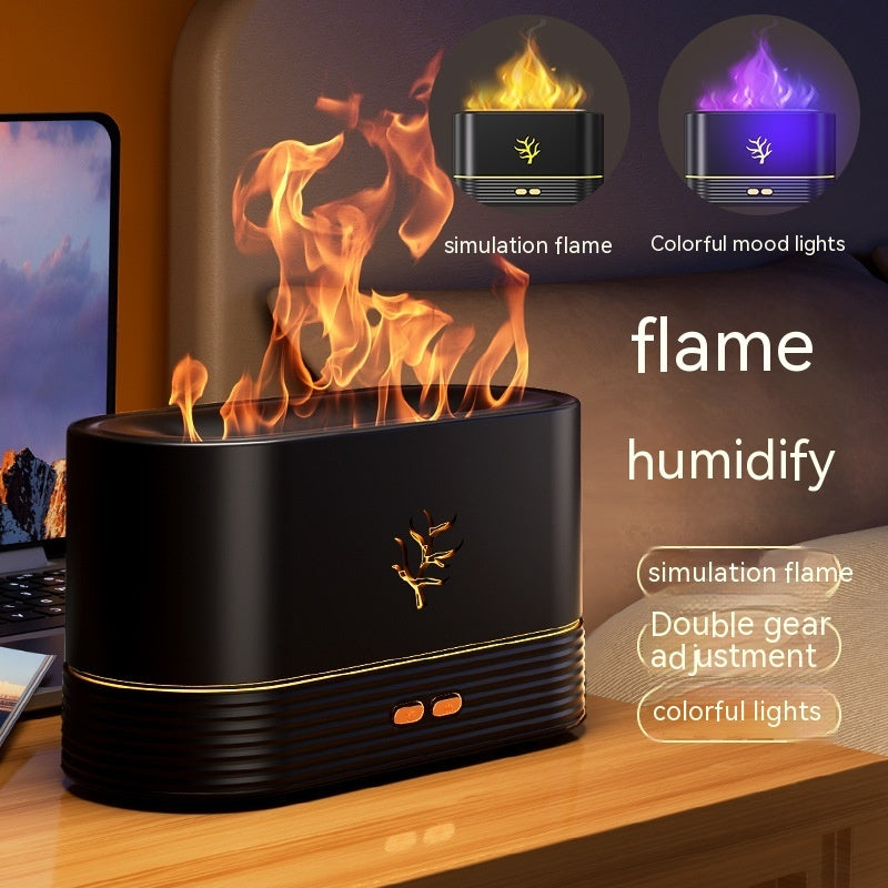 Flame Humidifier – USB LED Aroma Diffuser with Smart Timer & Simulated Fire Effect for Home Decor