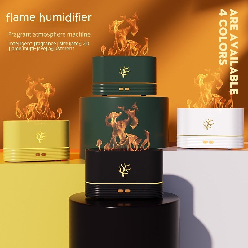 Flame Humidifier – USB LED Aroma Diffuser with Smart Timer & Simulated Fire Effect for Home Decor