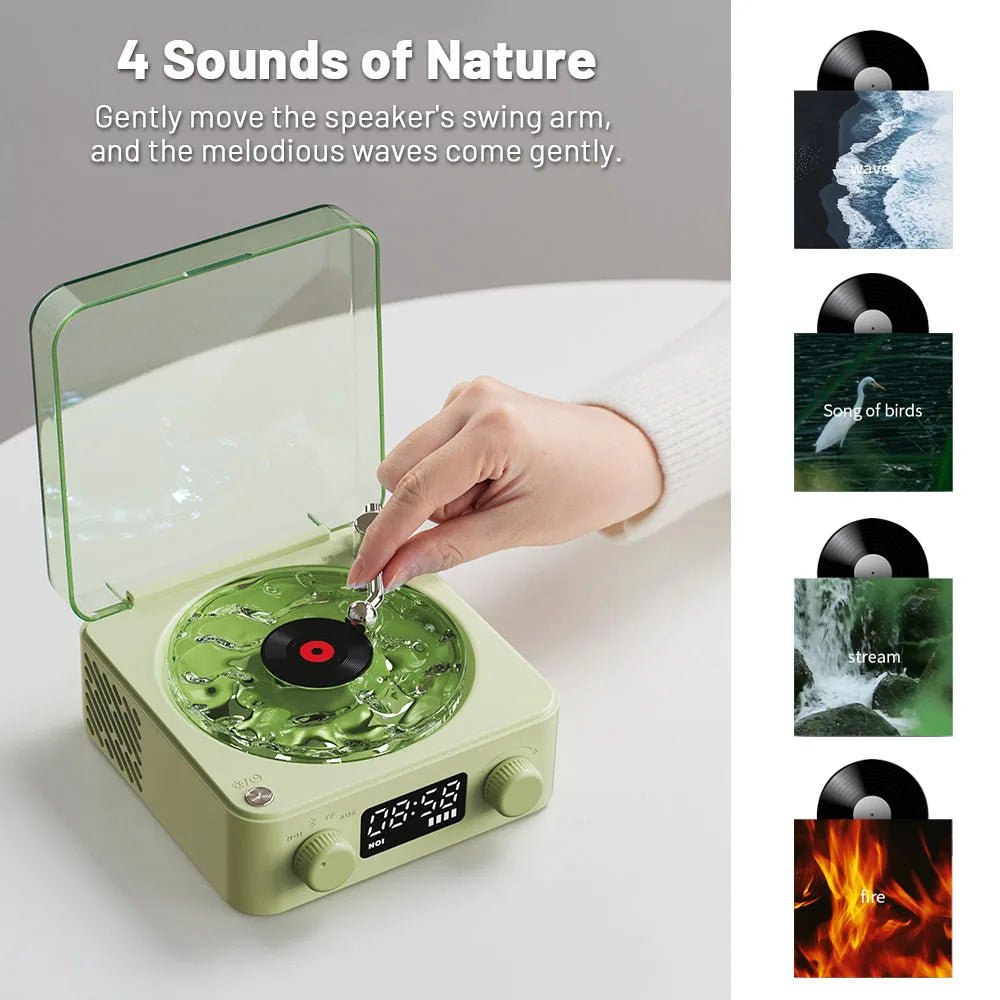 Retro Turntable Speaker Wireless Bluetooth - compatible 5.0 Vinyl Record Player Stereo Sound With White Noise RGB Projection Lamp Effect - Caseify