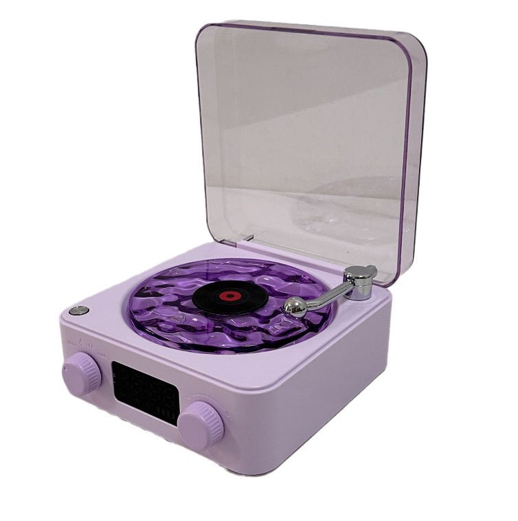 Retro Turntable Speaker Wireless Bluetooth - compatible 5.0 Vinyl Record Player Stereo Sound With White Noise RGB Projection Lamp Effect - Caseify