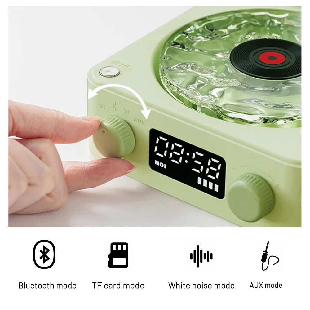 Retro Turntable Speaker Wireless Bluetooth - compatible 5.0 Vinyl Record Player Stereo Sound With White Noise RGB Projection Lamp Effect - Caseify