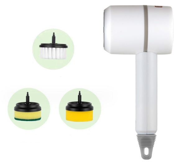 Electric Cleaning Brush – Rechargeable Multifunctional Scrubber with Scouring Pad & Sponge Heads