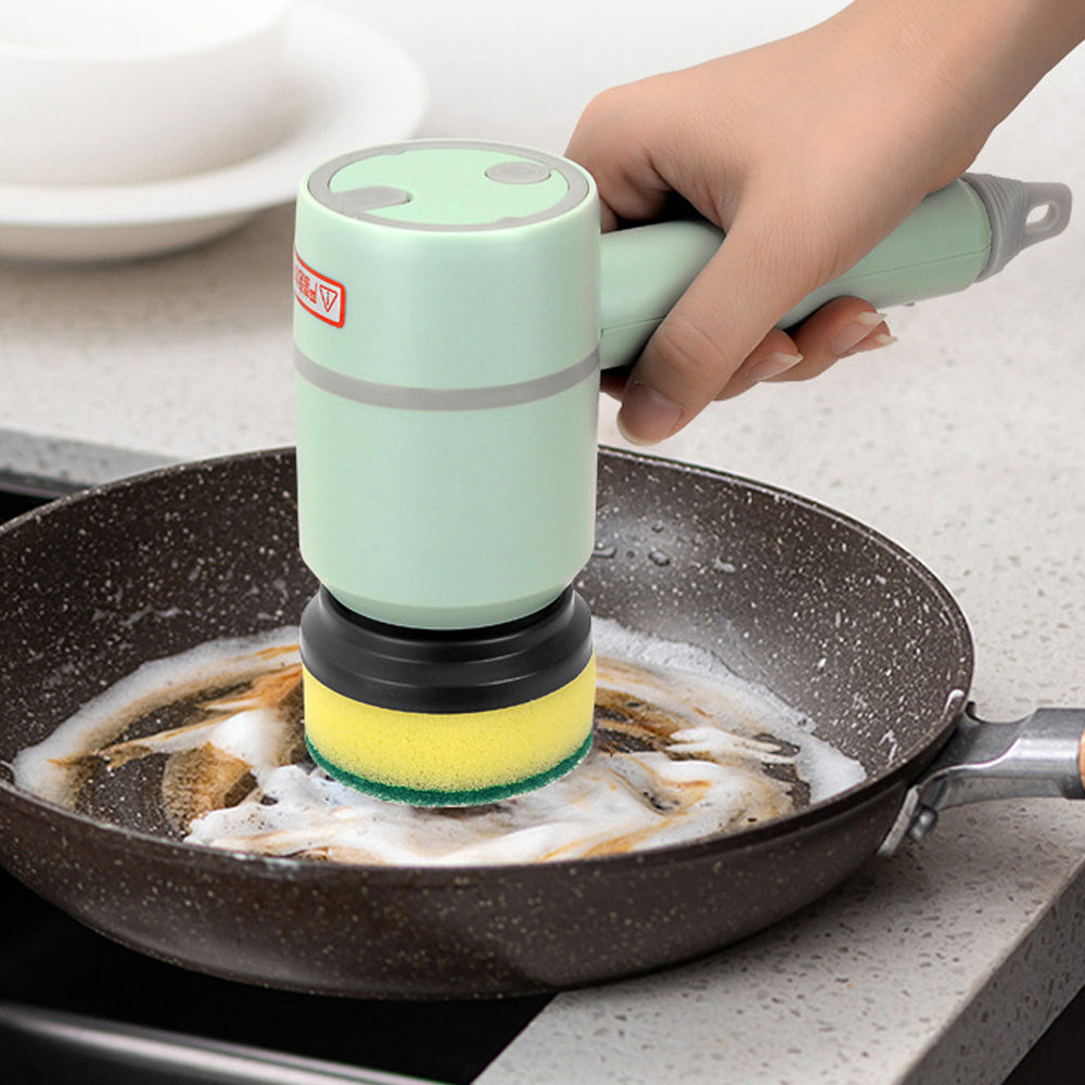 Electric Cleaning Brush – Rechargeable Multifunctional Scrubber with Scouring Pad & Sponge Heads