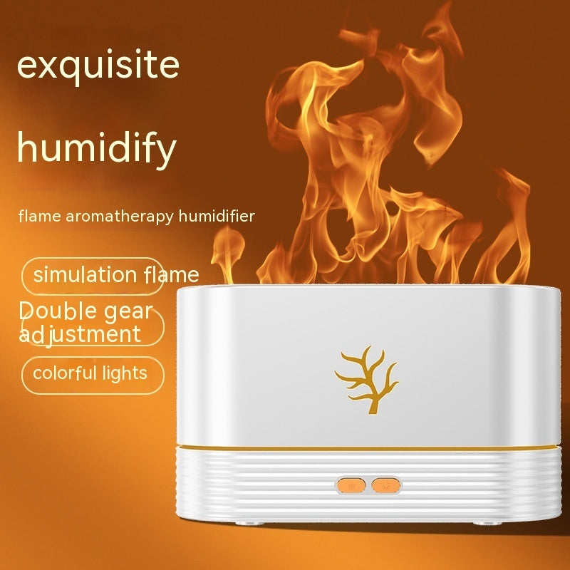 Flame Humidifier – USB LED Aroma Diffuser with Smart Timer & Simulated Fire Effect for Home Decor
