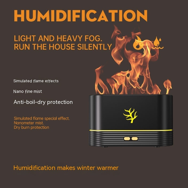 Flame Humidifier – USB LED Aroma Diffuser with Smart Timer & Simulated Fire Effect for Home Decor