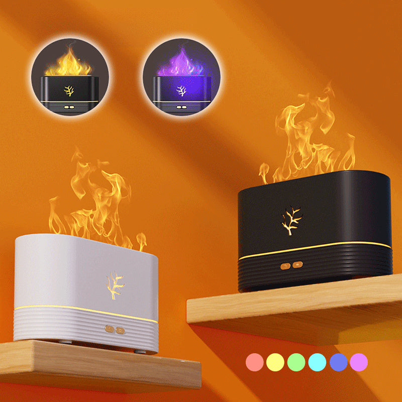 Flame Humidifier – USB LED Aroma Diffuser with Smart Timer & Simulated Fire Effect for Home Decor