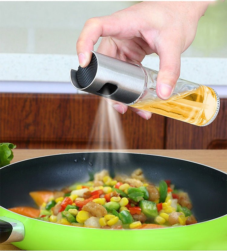 BBQ Healthy Kitchen Cooking Oil Vinegar Spray Bottle Push Type Oil Spray BottlePump Oil Tank Leakproof BBQ Sprayer BBQ Tools Kitchen Gadgets - Caseify